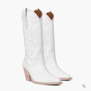 Thursday Boot Company White Leather Knee-High Western Boots